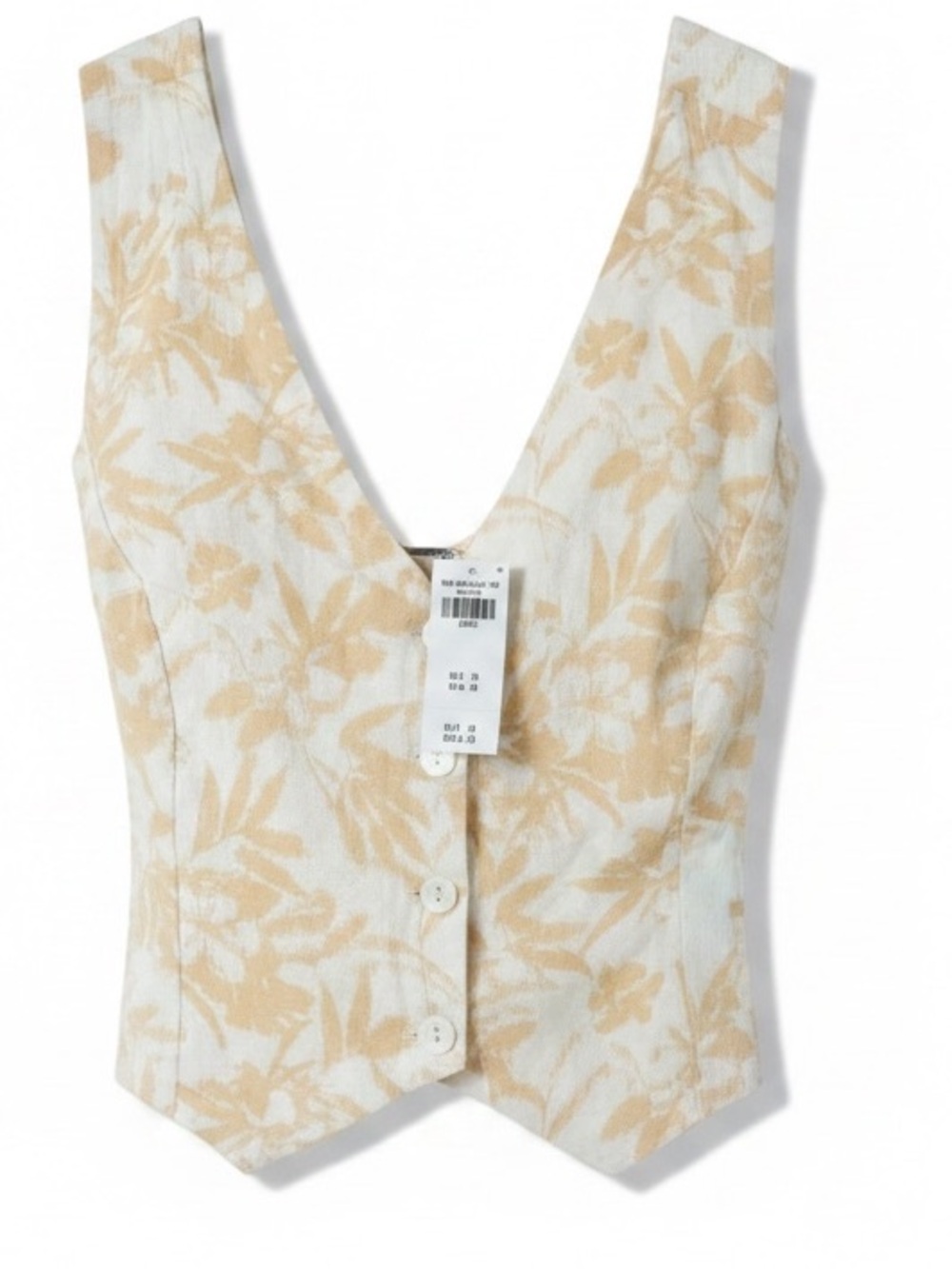 Abercrombie Floral Button-Front V-Neck Linen Blend Vest